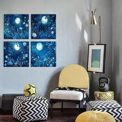 4pcs   Blue flower plant Picture artwork  FG  Wall Art Canvas Framed