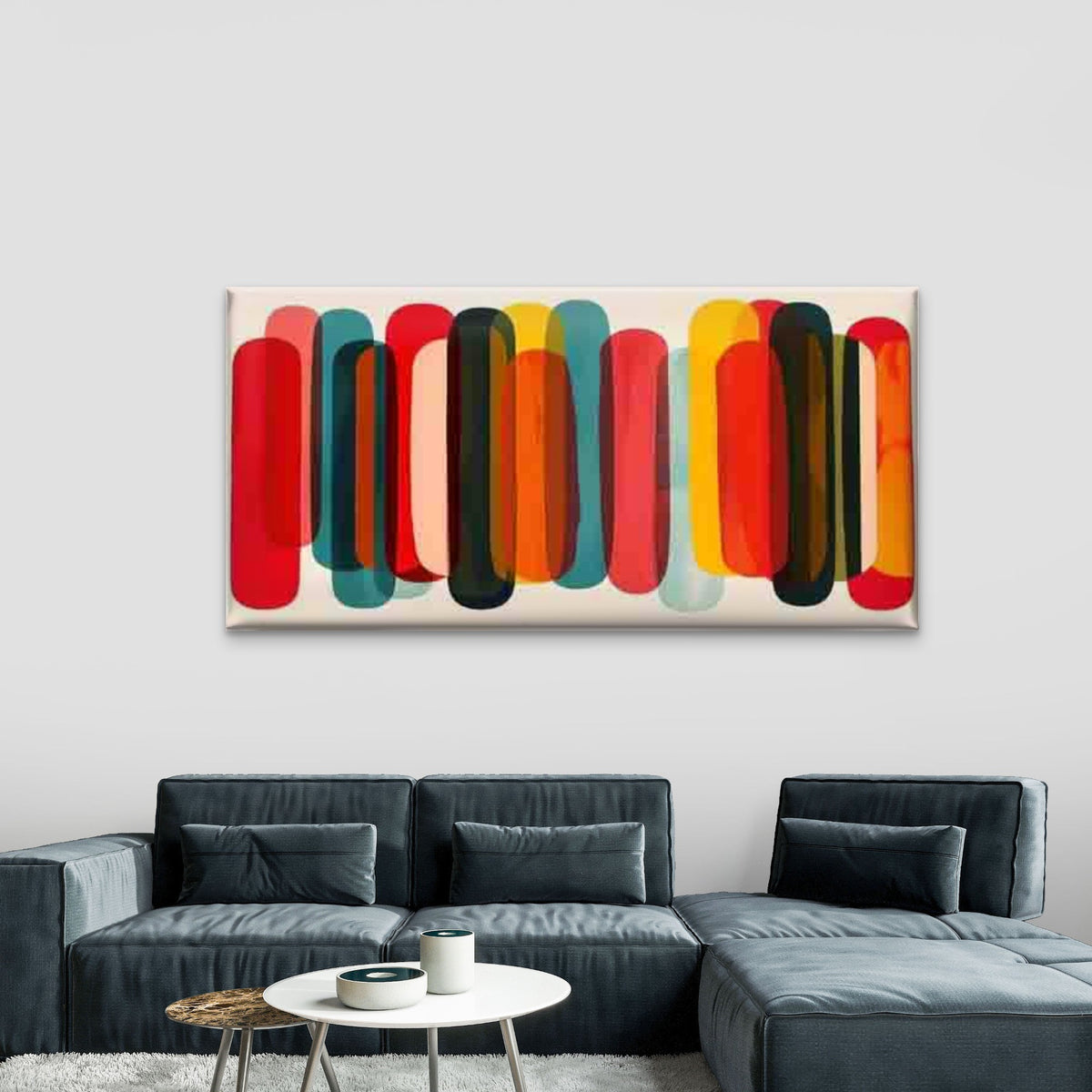 Abstract Colorful Shapes Wall Art Canvas Office Home Room Framed 120x60cm