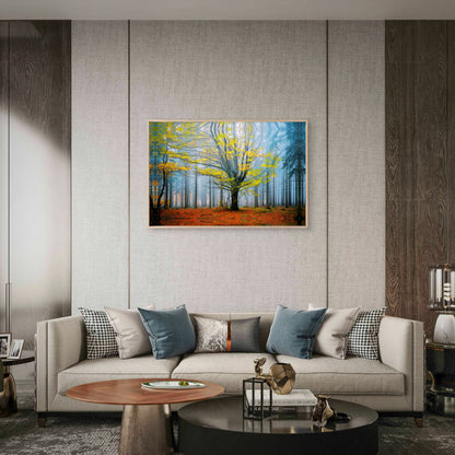 Green Tree Autumn Dark Forest Wall Art Decor 100% Australian Made