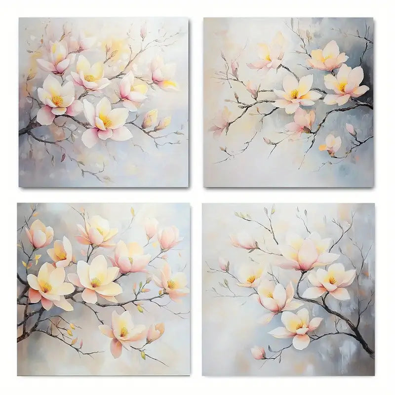 4pcs White Plum Blossom Tree Picture  FT    Wall Art Canvas Framed