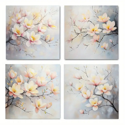 4pcs White Plum Blossom Tree Picture  FT    Wall Art Canvas Framed