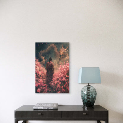 Geisha Samurai Dragon 60x90cm Metal Print Ready to Hang