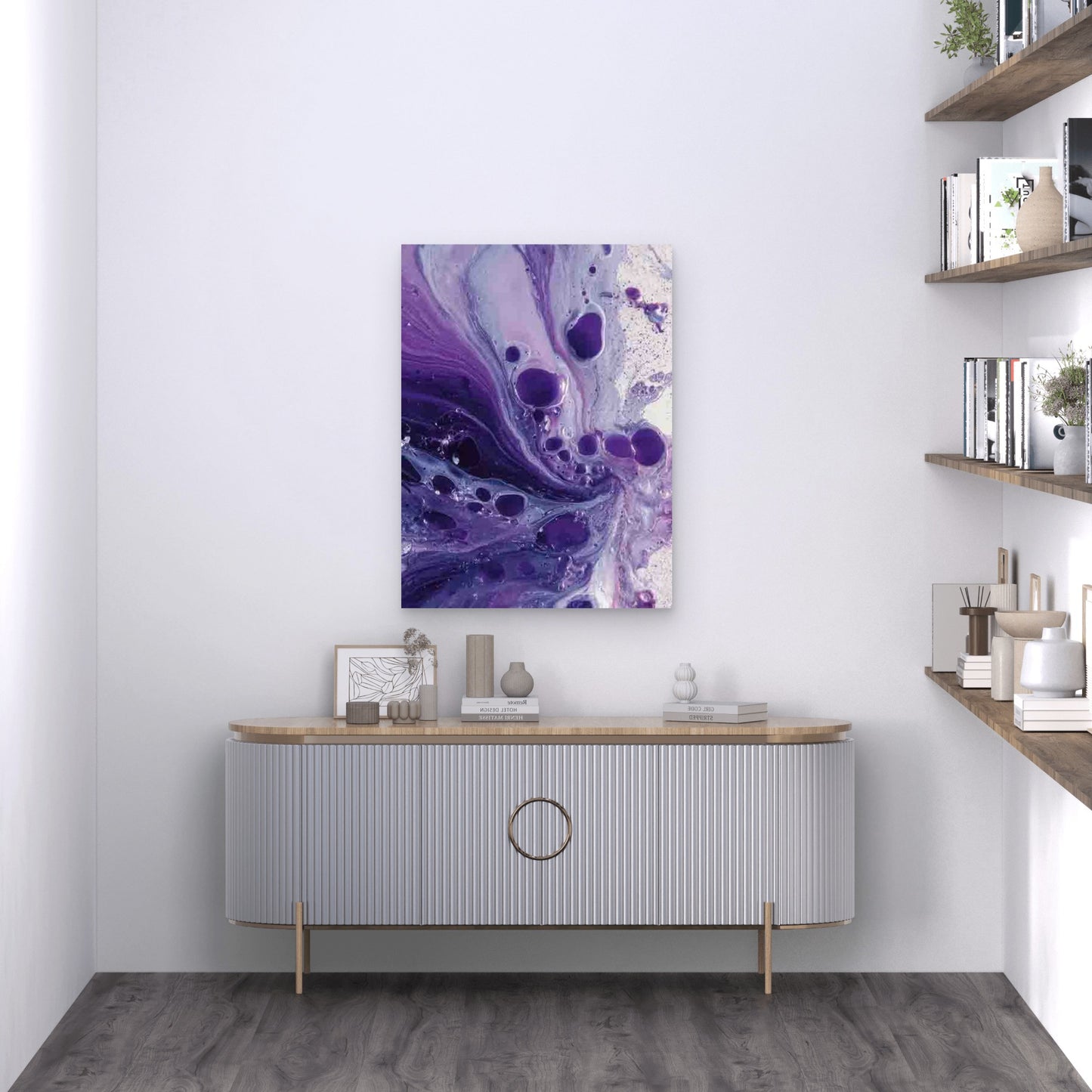 Abstract Purple Paint In Water Metal Print Ready to Hang