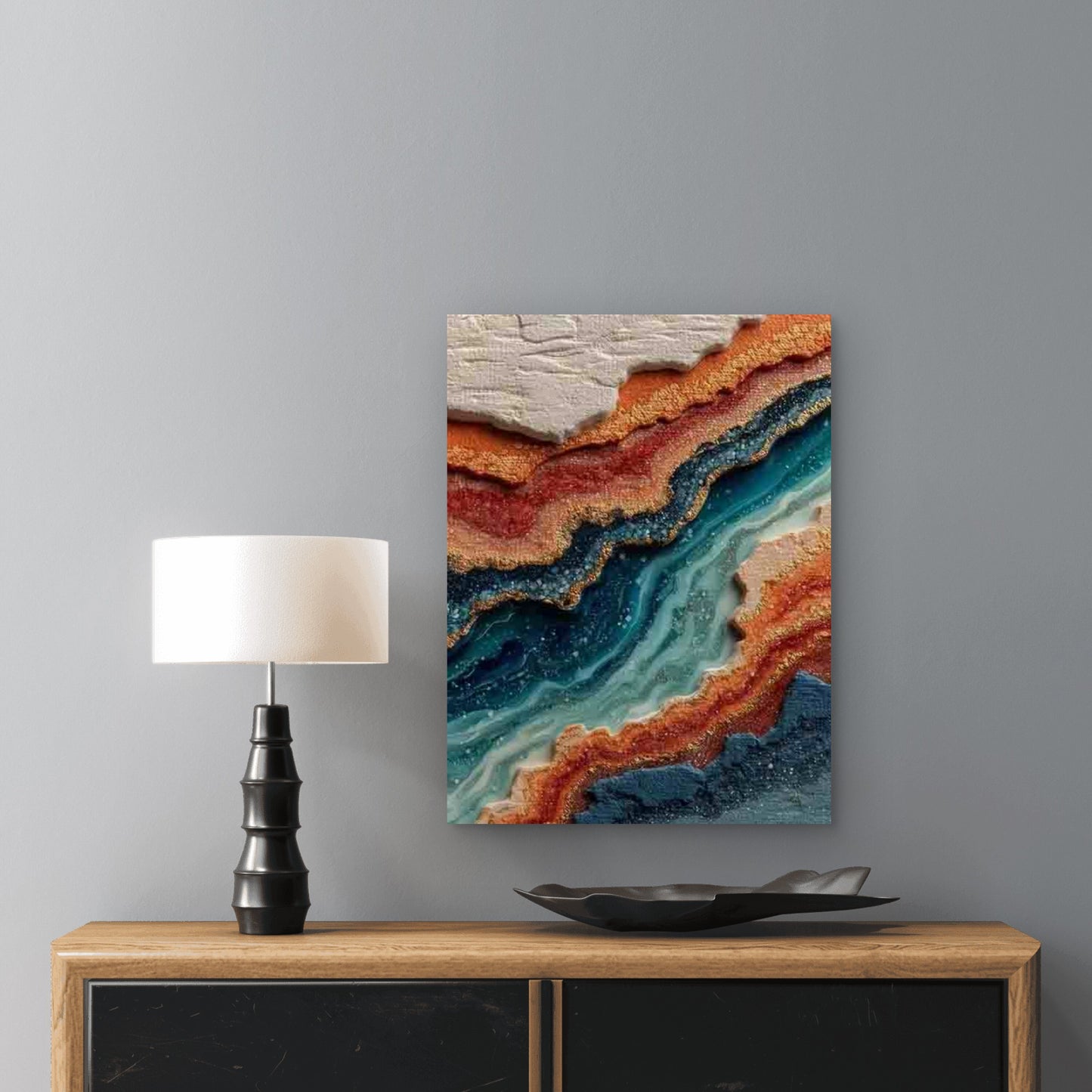 Abstract Marbling, Smoke Artwork 60x90cm Metal Print Ready to Hang