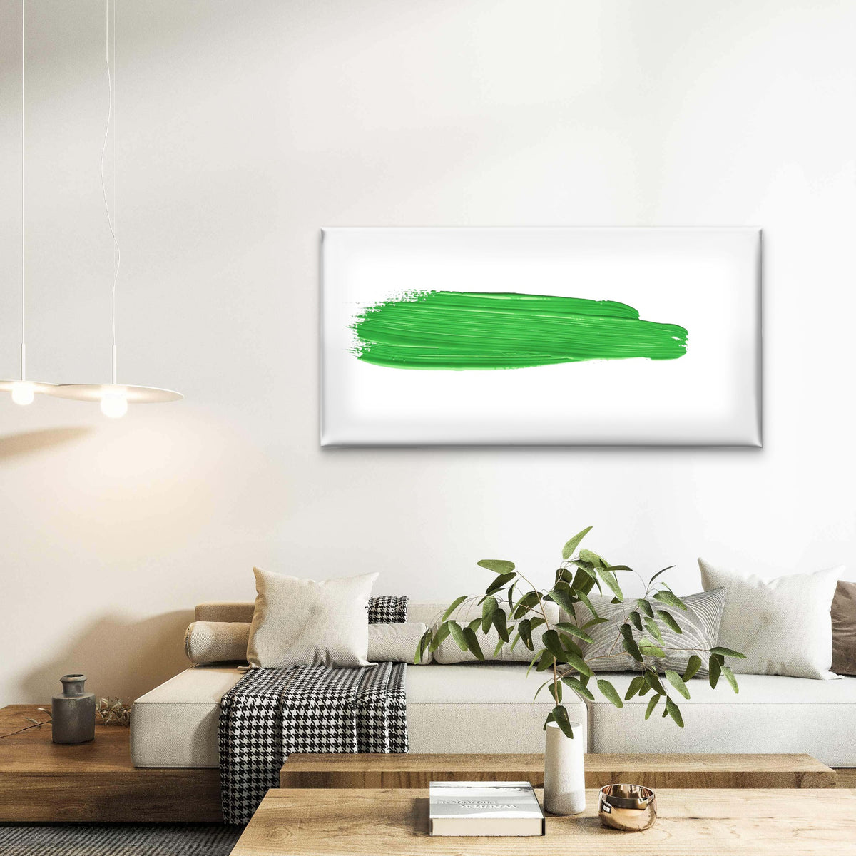 Abstract Green Chroma Brush Wall Art Canvas Office Home Room Framed 120x60cm