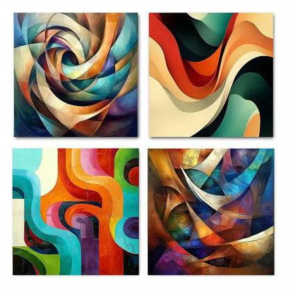 4pcs  Vibrant Abstract  Living Room, Hallway  R   Wall Art Canvas Framed