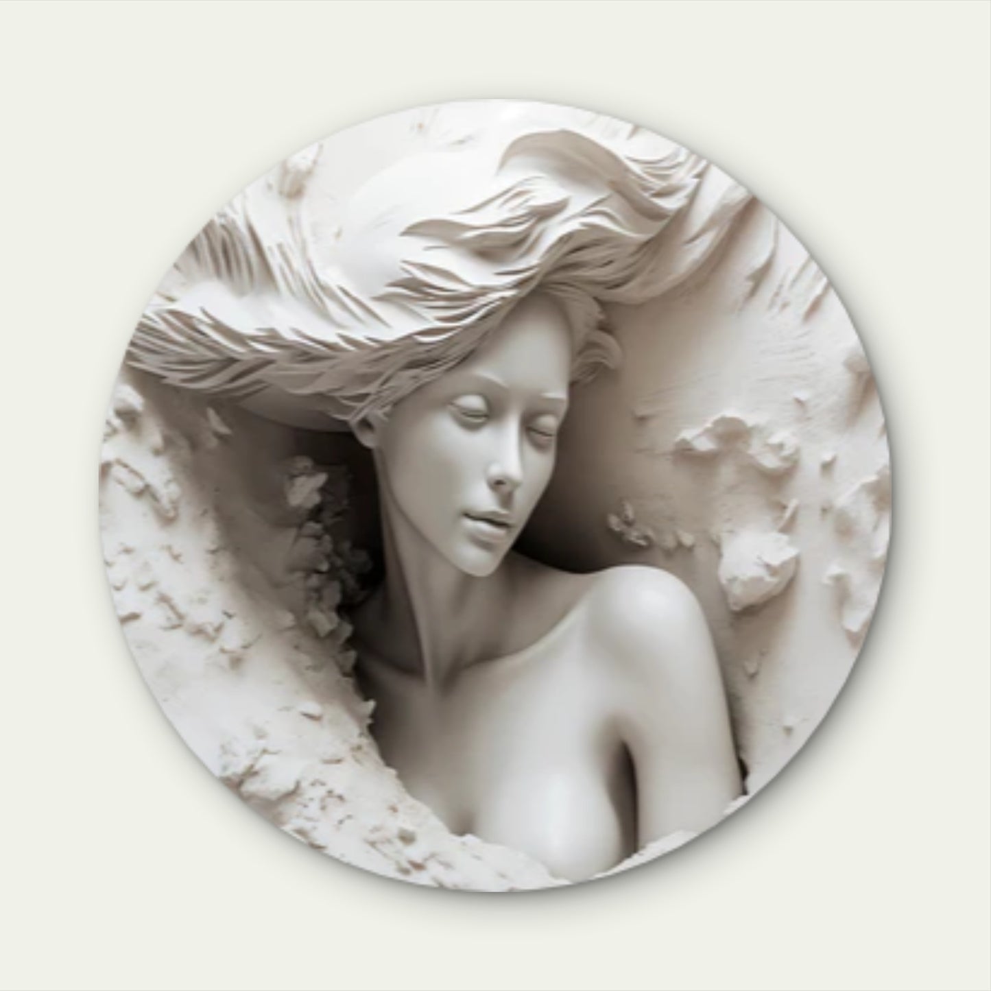 Neutral Colored Mural Statue Girl in Waves Acrylic Glass Rounded Print Tempered Glass Wall Art 100% Made in Australia Ready to Hang