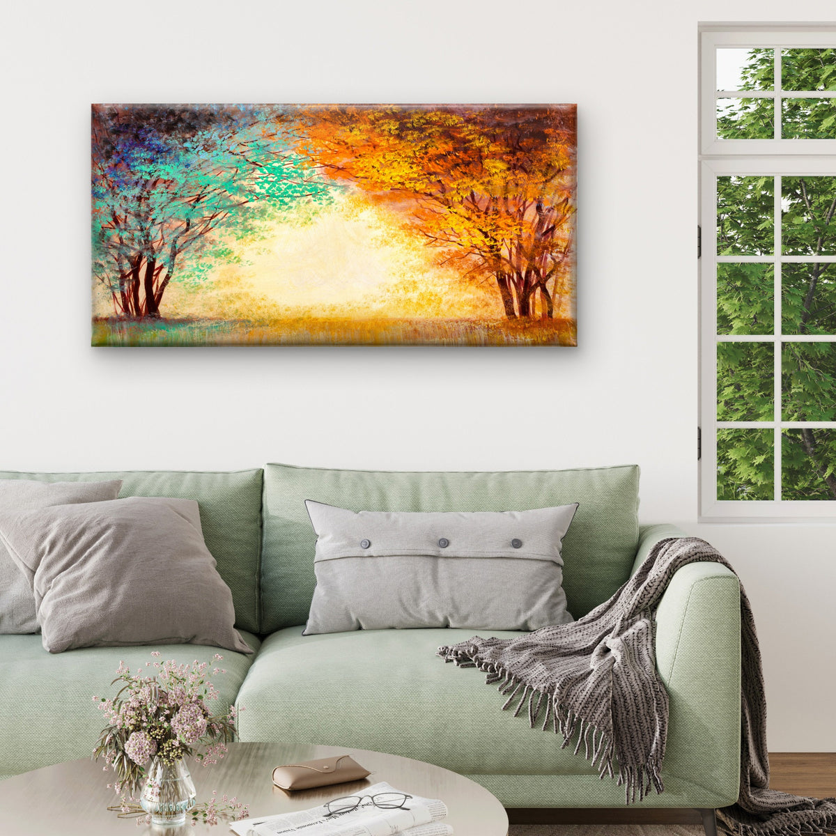 Modern Abstract Turquoise Gold Wall Art Canvas Office Home Framed 120x60cm