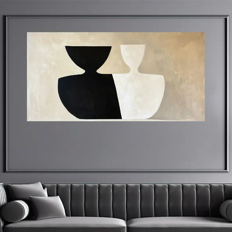 Minimalist Modern Black & White Abstract Bottle Wall Art wall canvas office home room framed 120x60cm