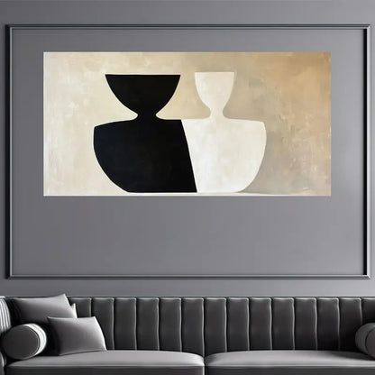 Minimalist Modern Black & White Abstract Bottle Wall Art wall canvas office home room framed 120x60cm