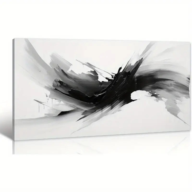 White Abstract Graffiti Brush Strokes Wall Art canvas office home room framed 120x60cm