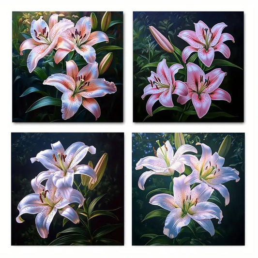 4pcsPurple Blooming FlowersWall Art Canvas Framed (Copy)