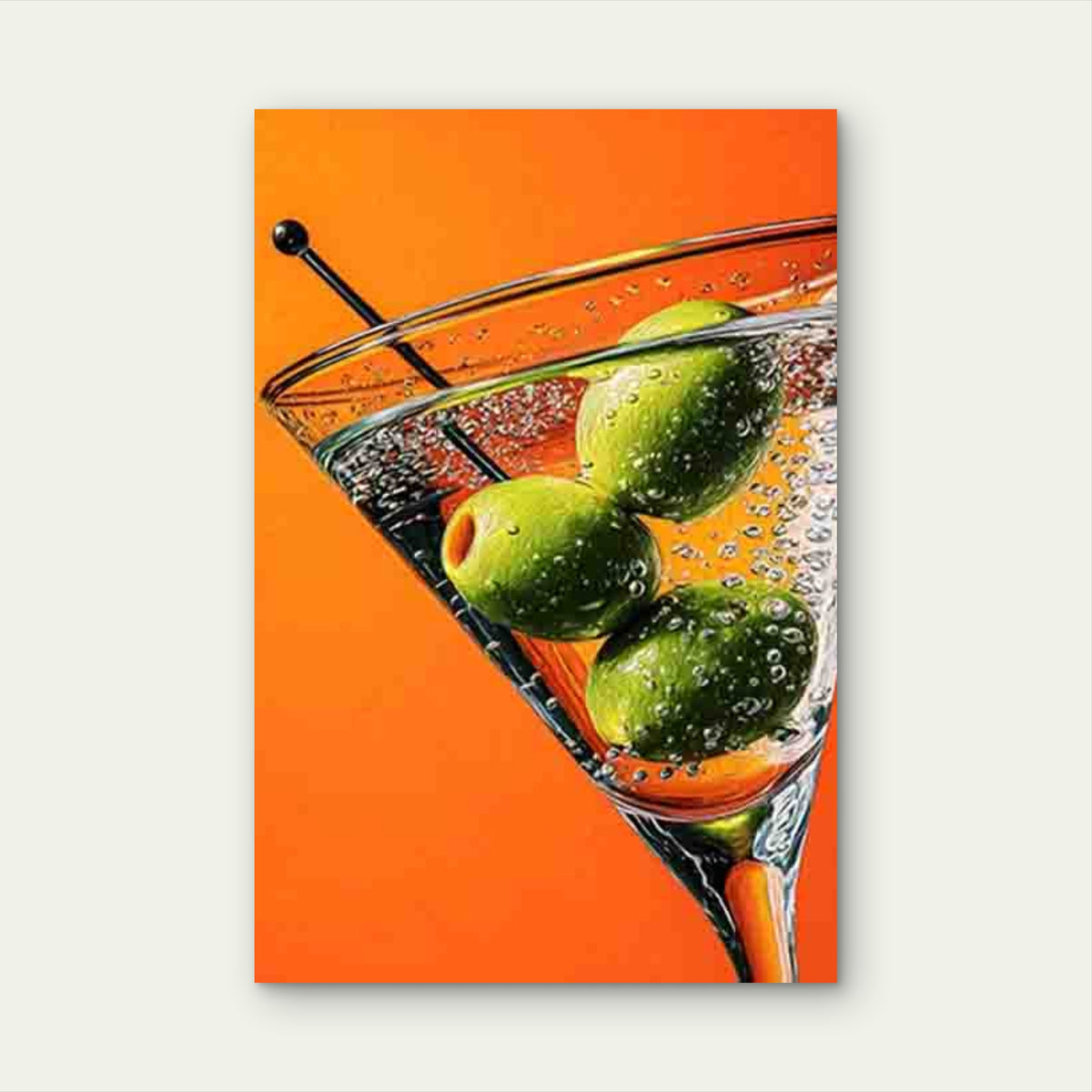 Vibrant Orange & Green Cocktail 60x90cm Metal Print Ready to Hang