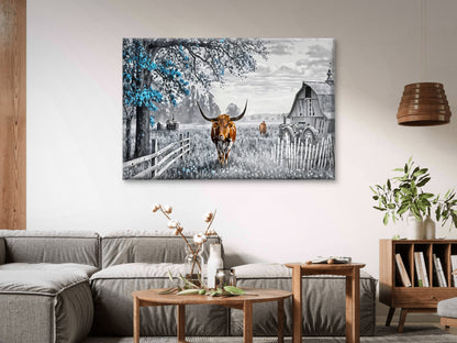 Black And White Highland Cow Farmhouse Wall Art Decor 100% Australian Made