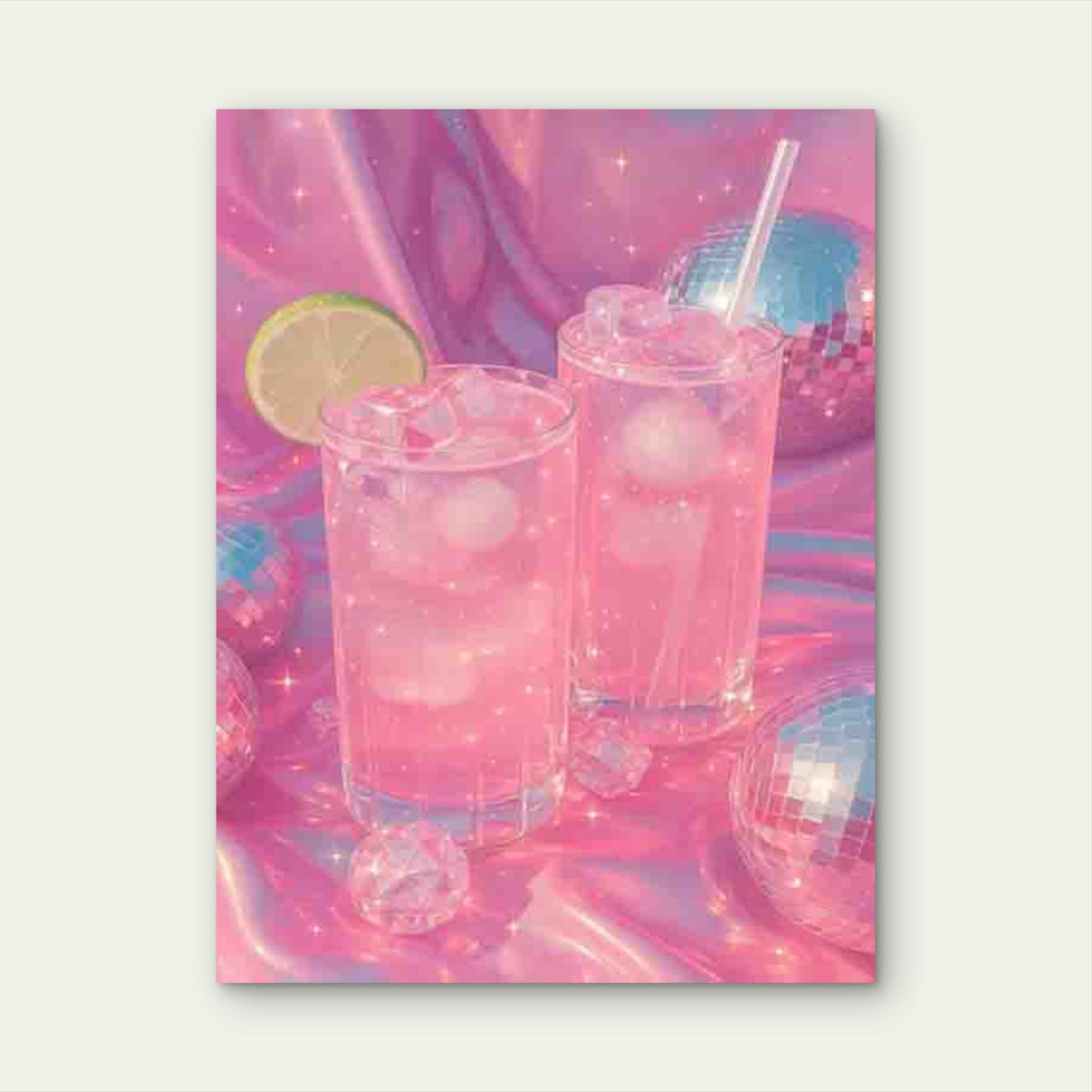 Pink Disco-Themed Modern Retro 40x60cm Metal Print Ready to Hang