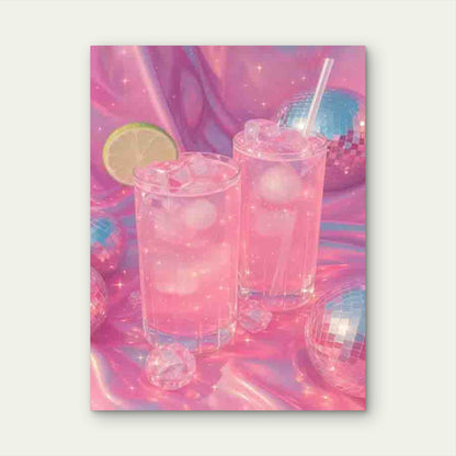 Pink Disco-Themed Modern Retro 40x60cm Metal Print Ready to Hang
