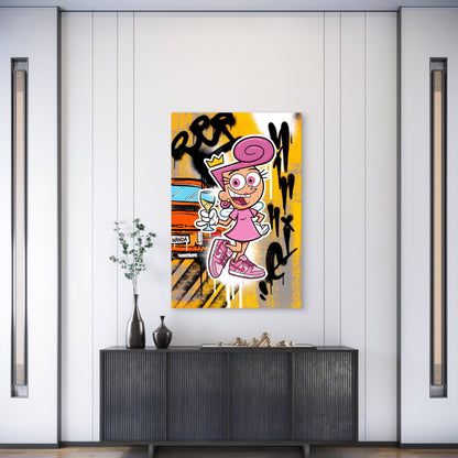 Urban Street Graffiti Pink Magic Fairy Sneakers Wine 60x90cm Metal Print Ready to Hang