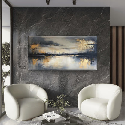 Abstract Gold City Skyline Wall Art Canvas Office Home Room Framed 120x60cm