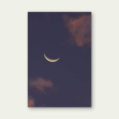 Crescent Moon In A Dusky Sky With Clouds 40x60cm Metal Print Ready to Hang