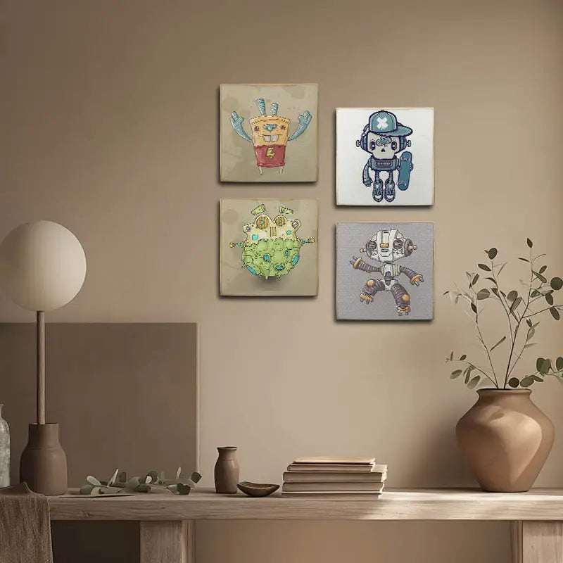 4pcs Robbort Wall Art Canvas Framed