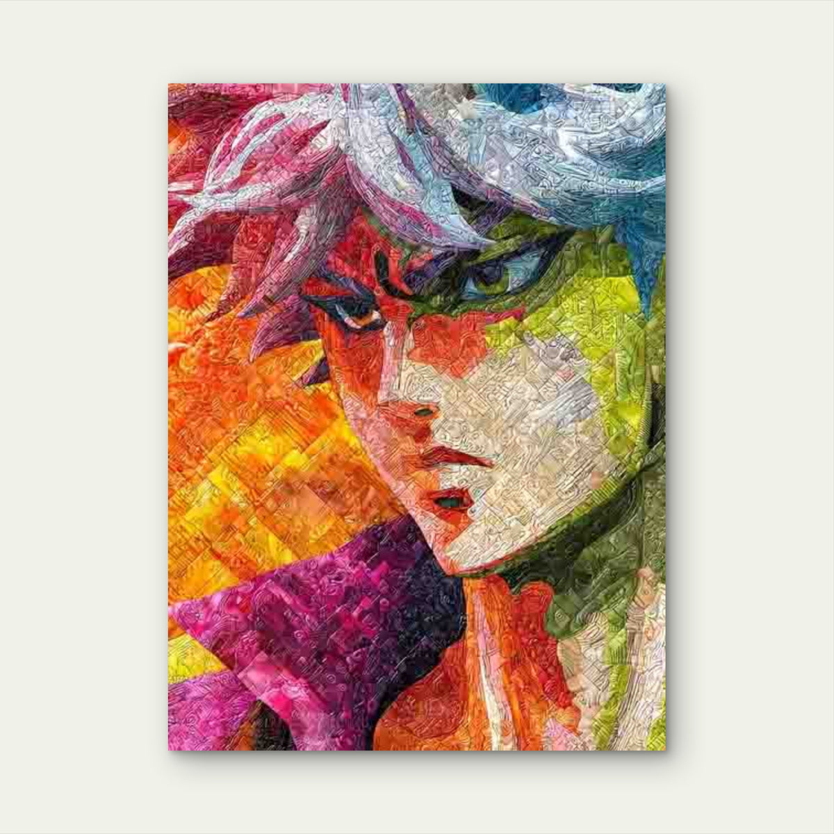 Alcohol Ink Mosaic Anime Character Metal Print Ready to Hang
