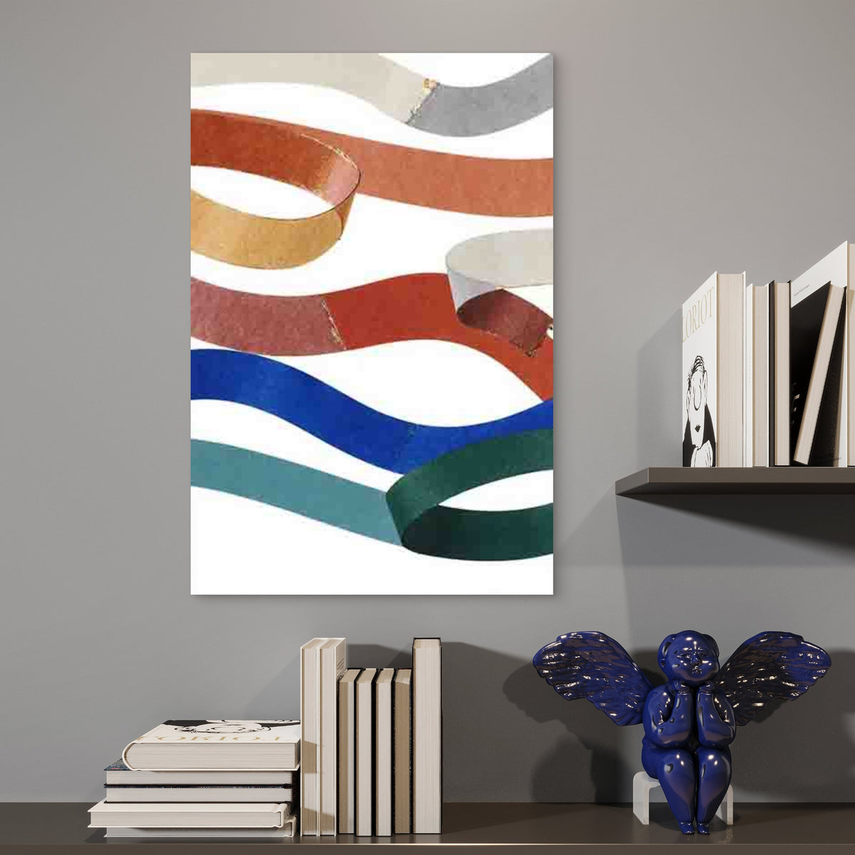 Abstract Wavy Line Art Metal Print Ready to Hang