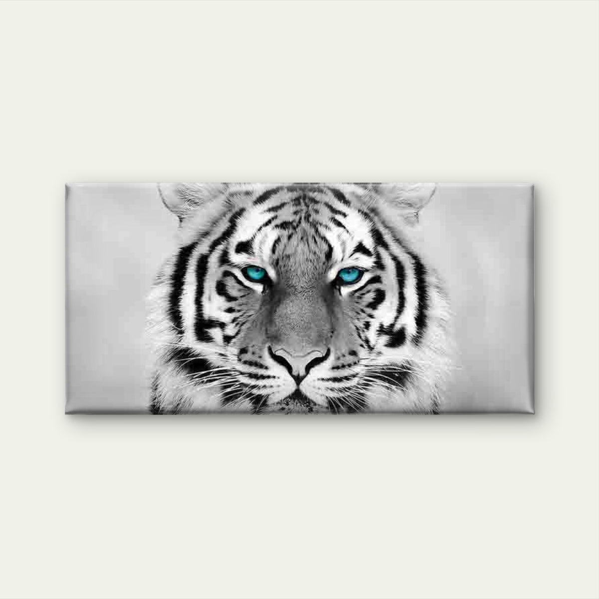 White Tiger Blue Eyes Wall Art Canvas Office Home Room Framed 120x60cm