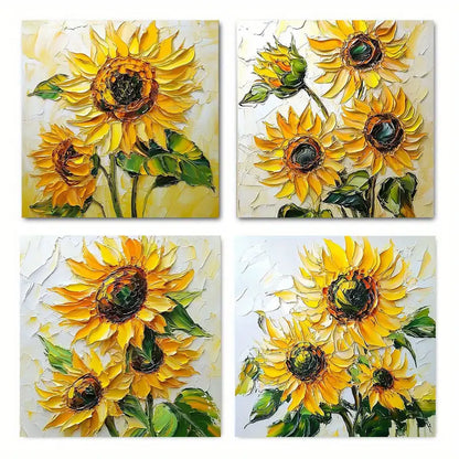 4pcs  Sunflower Holiday Home Decor  HE Wall Art Canvas Framed