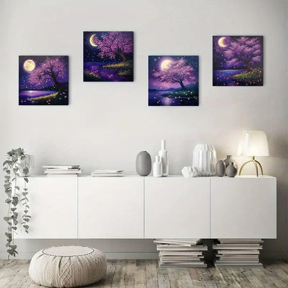 4pcs Abstract Mystical Moonlight  Beauty MB  Wall Art Canvas Framed