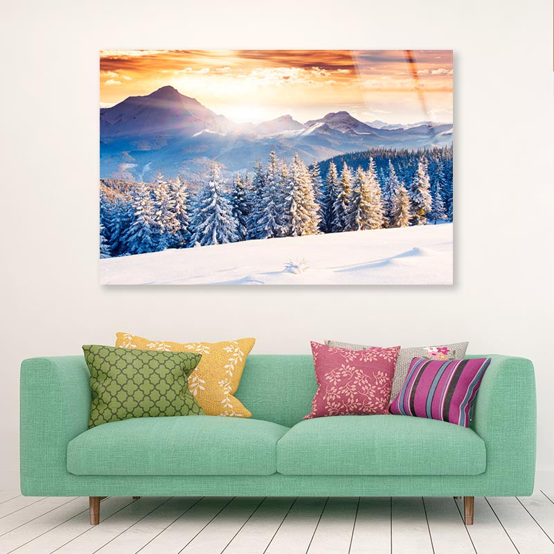 Fantastic Evening Winter Landscape Acrylic Glass Print Tempered Glass Wall Art 100% Made in Australia Ready to Hang