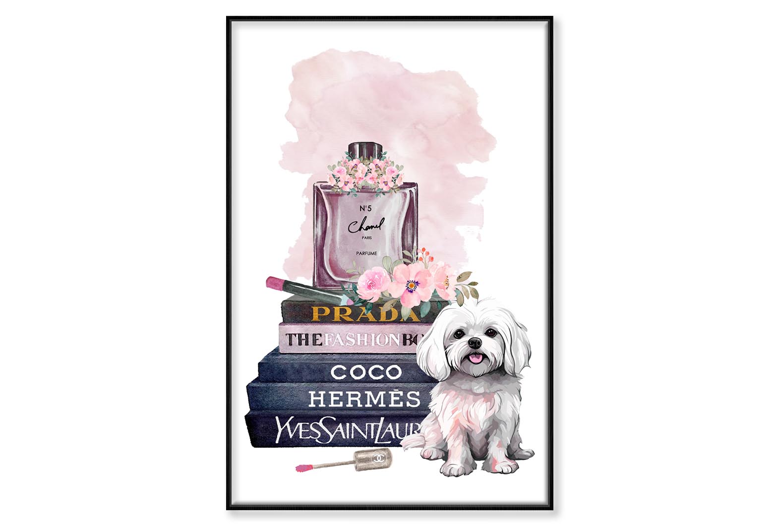 Perfume Maltese Dog Wall Art Limited Edition High Quality Print Canvas Box Framed Black