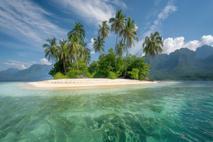 Tropical Island Paradise with Palm Trees Home Decor Premium Quality Poster Print Choose Your Sizes