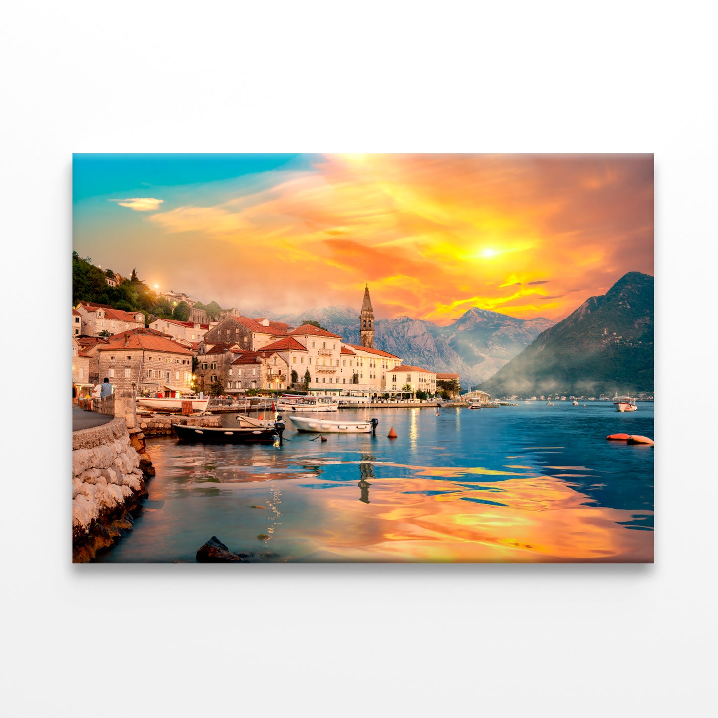 Perast in Bay of Kotor at Sunset Wall Art Decor 100% Australian Made