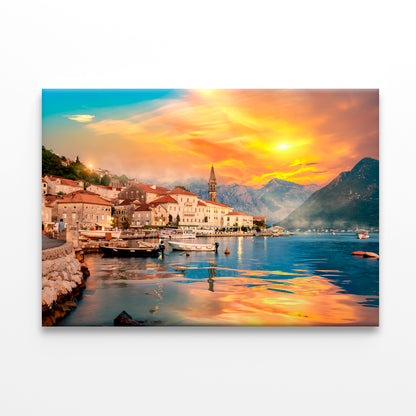 Perast in Bay of Kotor at Sunset Wall Art Decor 100% Australian Made