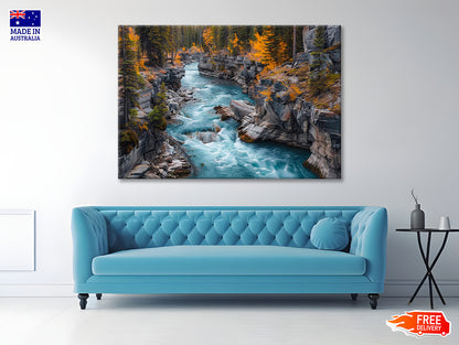 A River Flowing Through a Rocky Area Print 100% Australian Made