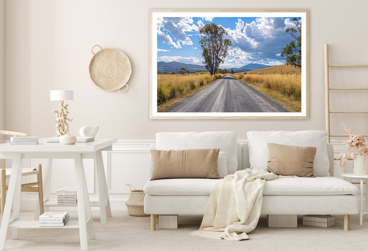 Road with Trees, Sky & Mountains Home Decor Premium Quality Poster Print Choose Your Sizes