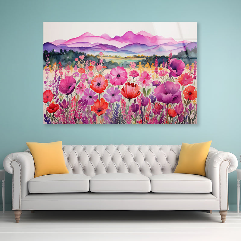 Painting Of a Group of Poppy Flowers Acrylic Glass Print Tempered Glass Wall Art 100% Made in Australia Ready to Hang