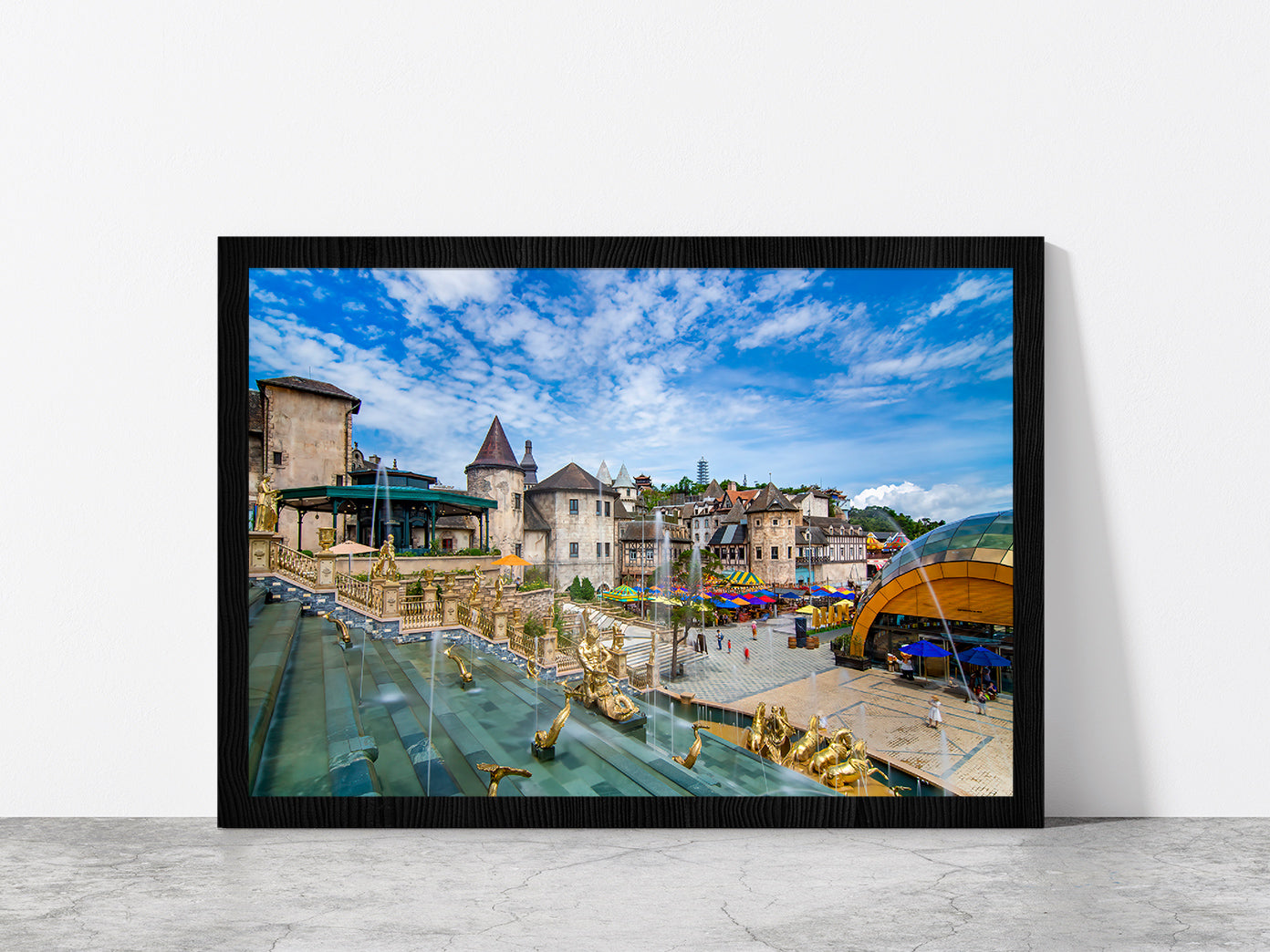 Beautiful Cityscape In Vietnam Glass Framed Wall Art, Ready to Hang Quality Print Without White Border Black