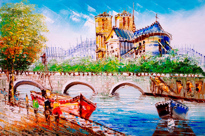 Oil Painting - Street View of Paris Home Decor Premium Quality Poster Print Choose Your Sizes