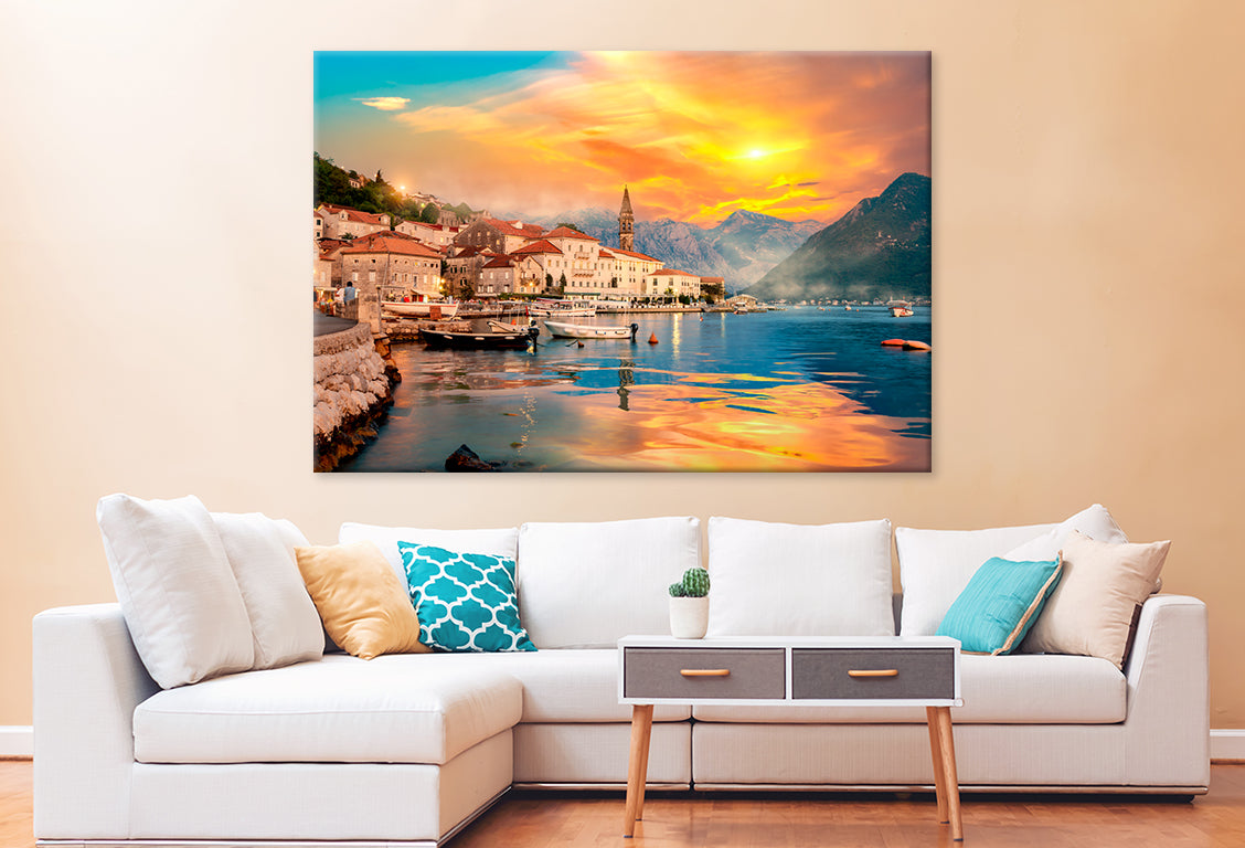 Perast in Bay of Kotor at Sunset Wall Art Decor 100% Australian Made