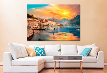 Perast in Bay of Kotor at Sunset Wall Art Decor 100% Australian Made
