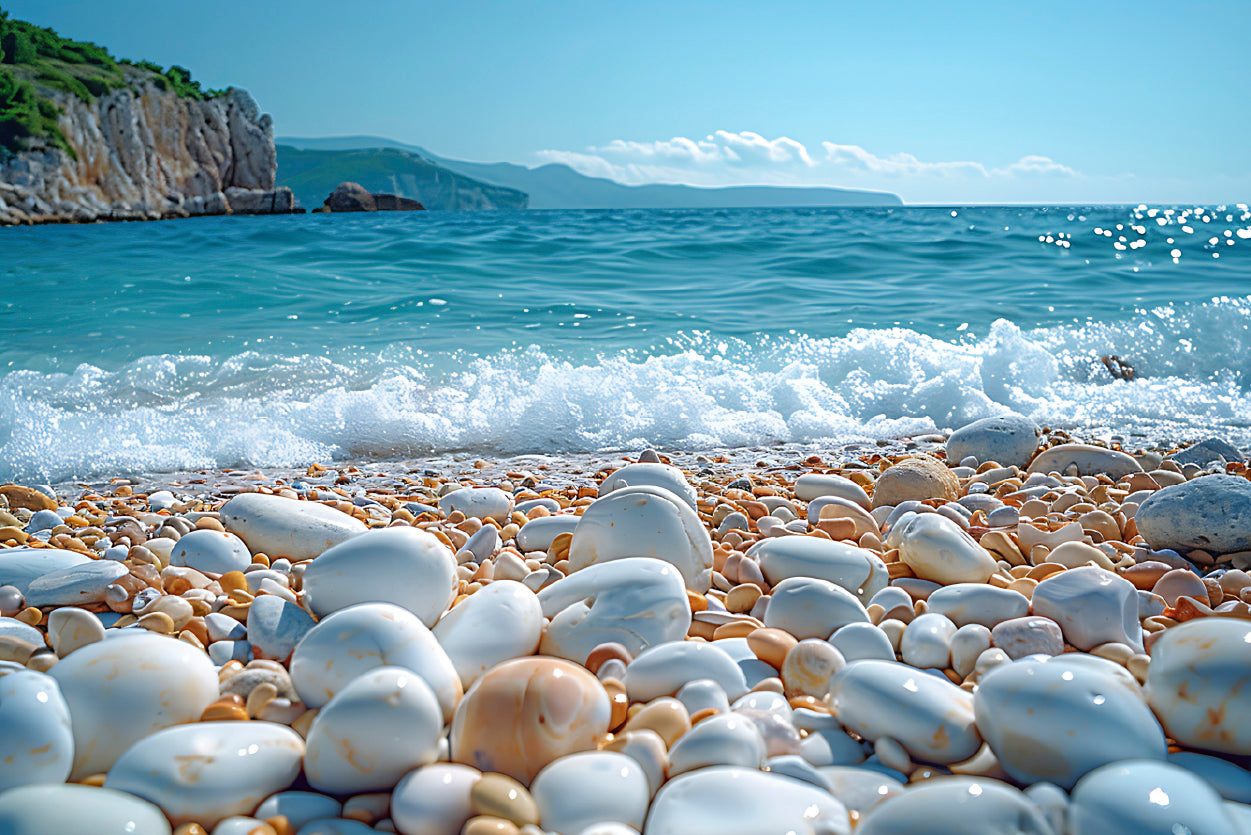 View of Rocks, Beach with Sky Home Decor Premium Quality Poster Print Choose Your Sizes