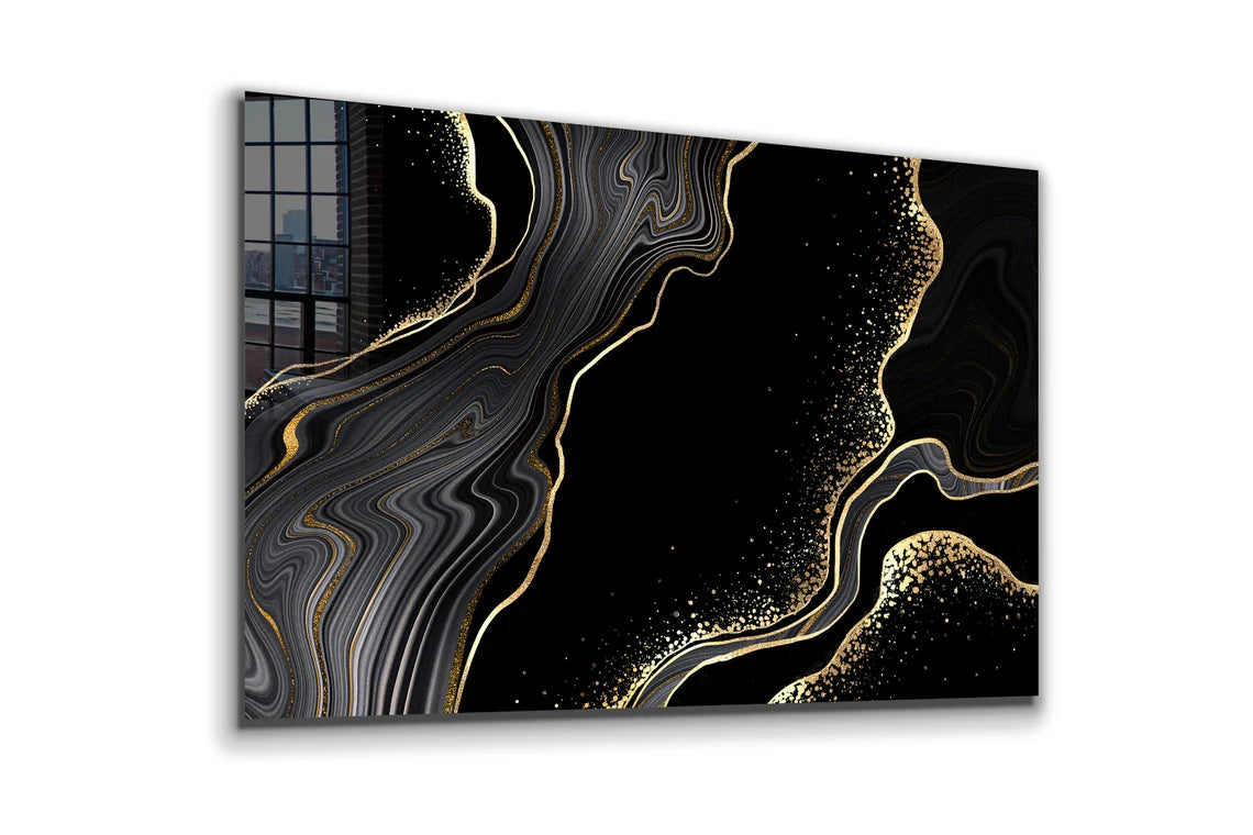 Gold Abstract Marble UV Direct Aluminum Print Australian Made Quality