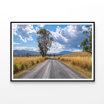 Road with Trees, Sky & Mountains Home Decor Premium Quality Poster Print Choose Your Sizes