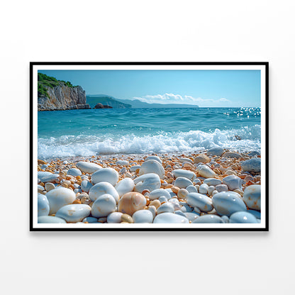 View of Rocks, Beach with Sky Home Decor Premium Quality Poster Print Choose Your Sizes