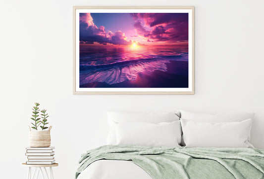 Sunset with Pink Sky in Seashore Home Decor Premium Quality Poster Print Choose Your Sizes