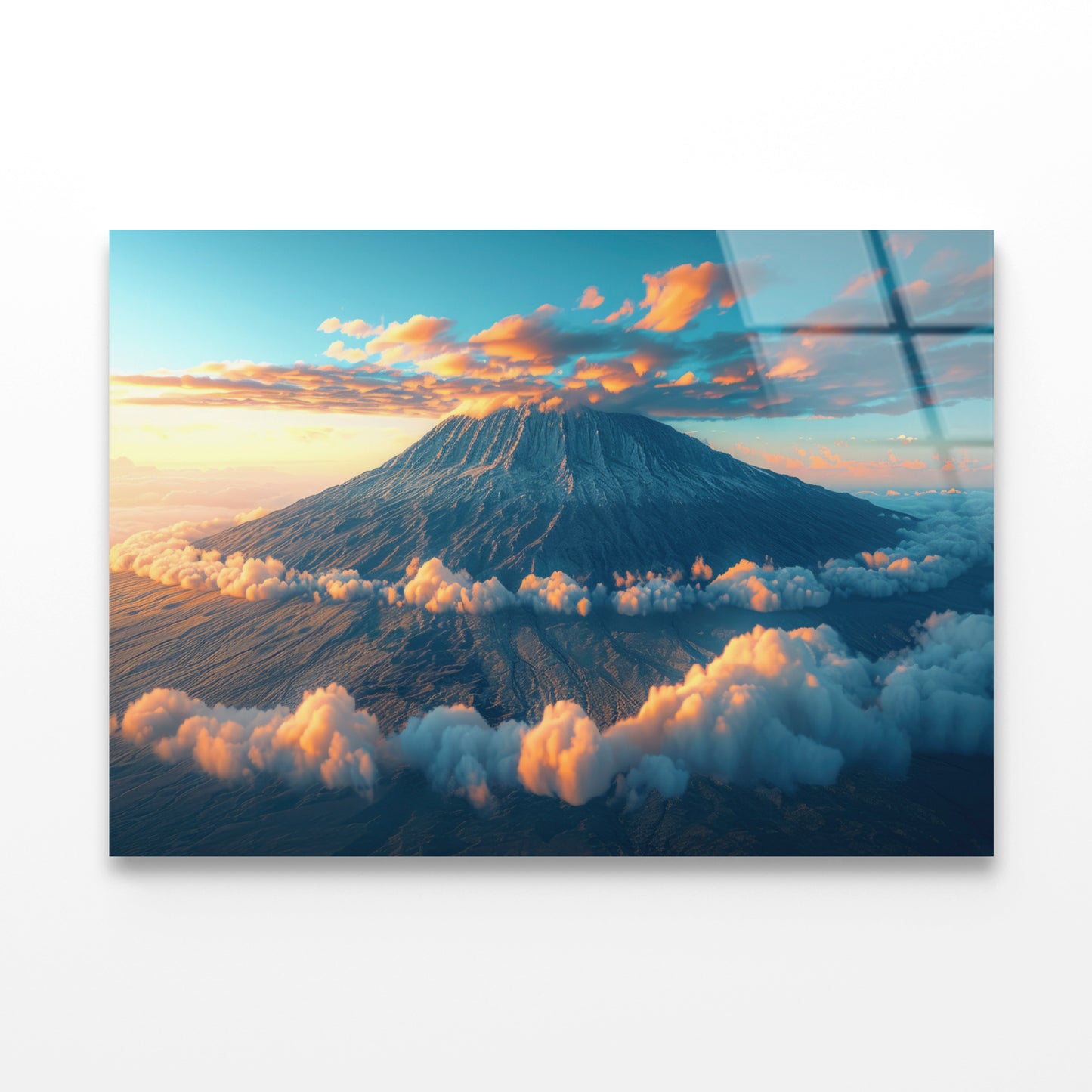 Clouds Around Mount Kilimanjaro Acrylic Glass Print Tempered Glass Wall Art 100% Made in Australia Ready to Hang