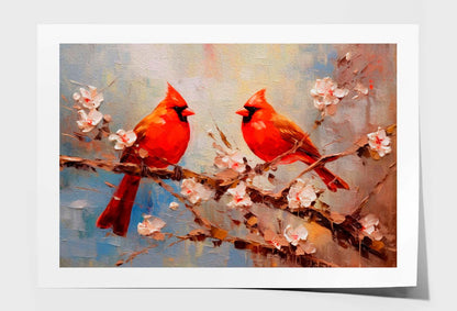 Birds On Blossom Tree Oil Painting Wall Art Limited Edition High Quality Print