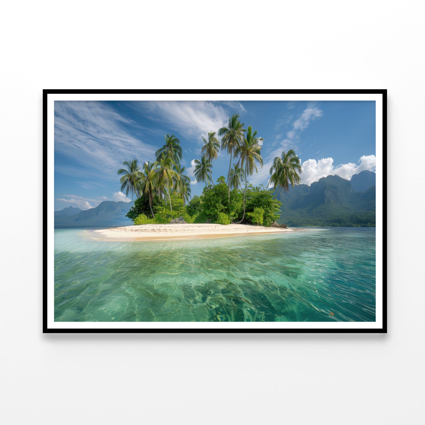 Tropical Island Paradise with Palm Trees Home Decor Premium Quality Poster Print Choose Your Sizes