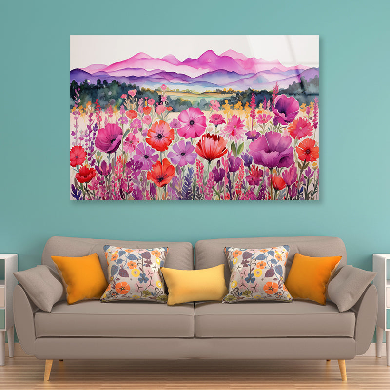 Painting Of a Group of Poppy Flowers Acrylic Glass Print Tempered Glass Wall Art 100% Made in Australia Ready to Hang